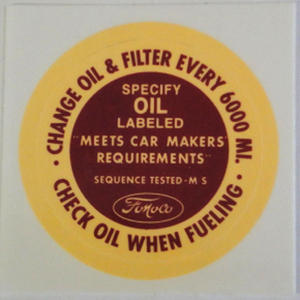6065 oil filler cap decal